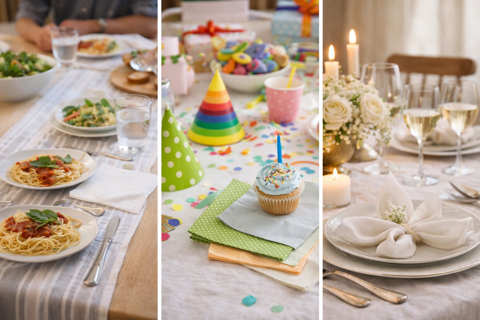 Servietten im Alltag und bei Feiern – Beispiele